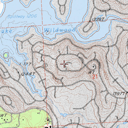 Topographic Map of Lake Wildwood, CA