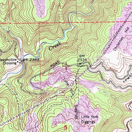 Topographic Map of Little York (historical), CA