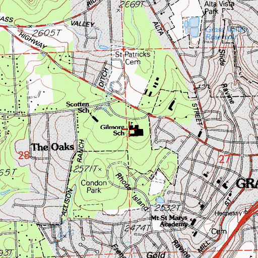 Topographic Map of Lyman Gilmore Middle School, CA