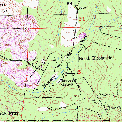 Topographic Map of Malakoff Diggins-North Bloomfield Historic District, CA