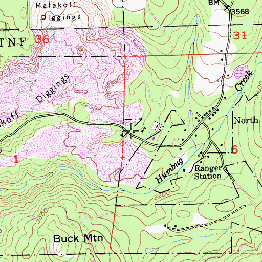 Topographic Map of Malakoff Elementary School, CA