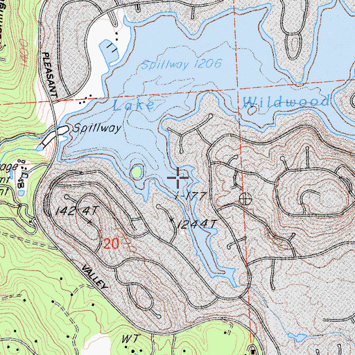 Topographic Map of Miners Gulch Park, CA