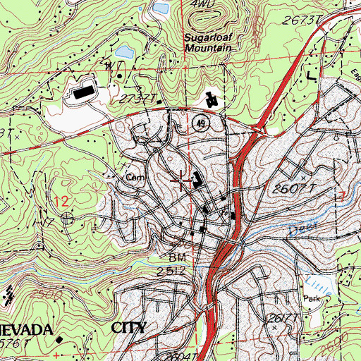 Topographic Map of Nevada City School, CA