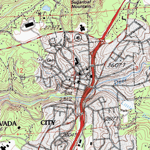 Topographic Map of Nevada County Law Library, CA