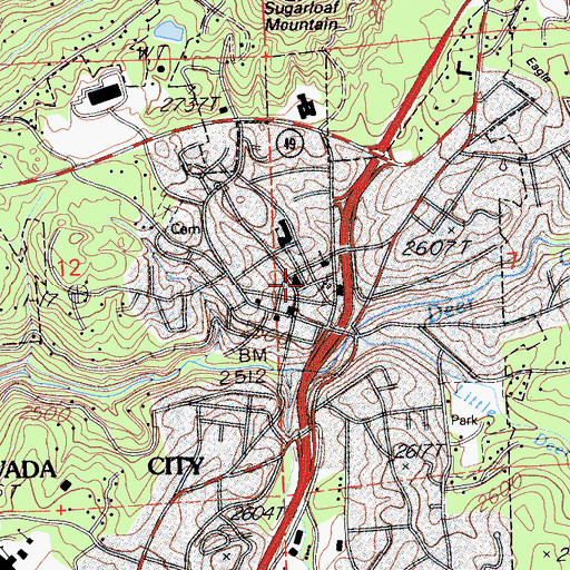 Topographic Map of Nevada County Courthouse, CA