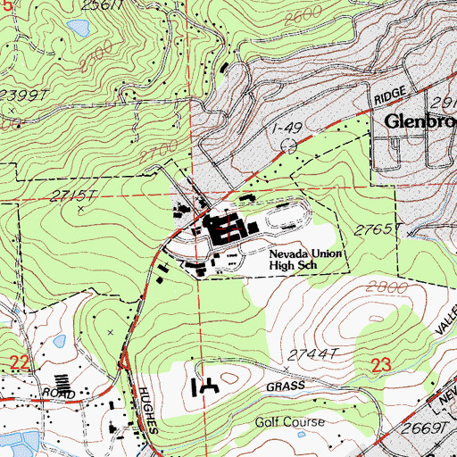 Topographic Map of Nevada Union High School, CA