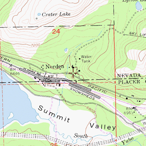 Topographic Map of Norden Post Office, CA