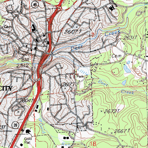 Topographic Map of Pioneer Park, CA