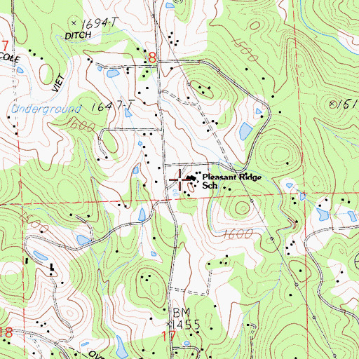 Topographic Map of Pleasant Ridge Charter School, CA