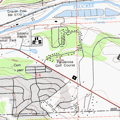 Topographic Map of Ponderosa Golf Course, CA