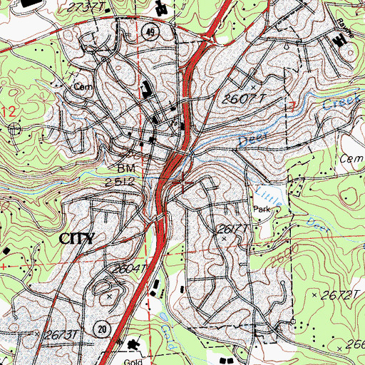 Topographic Map of Red Castle, CA