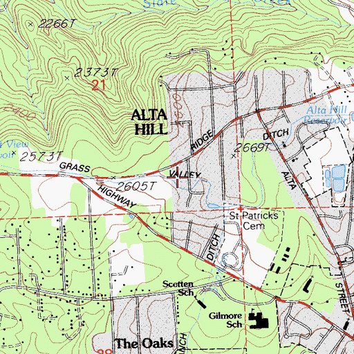 Topographic Map of Ridge View, CA