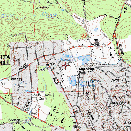 Topographic Map of Saint Patricks Roman Catholic Church, CA