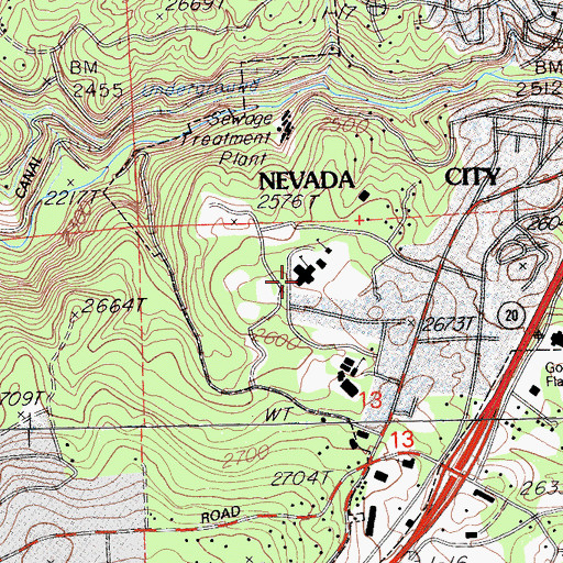 Topographic Map of Seven Hills Intermediate School, CA