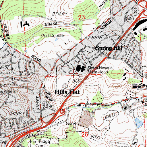 Topographic Map of Dignity Health Sierra Nevada Memorial Hospital, CA