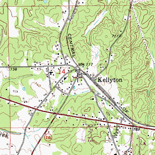 Topographic Map of Kellyton Post Office, AL
