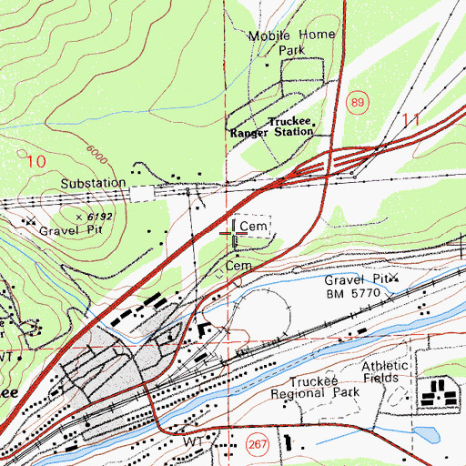 Topographic Map of Truckee Cemetery, CA