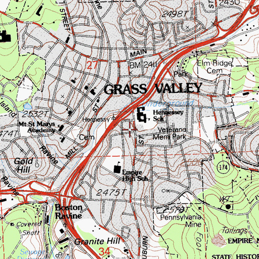 Topographic Map of Veterans Memorial Building, CA