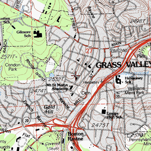 Topographic Map of W G Jones Memorial Hospital (historical), CA