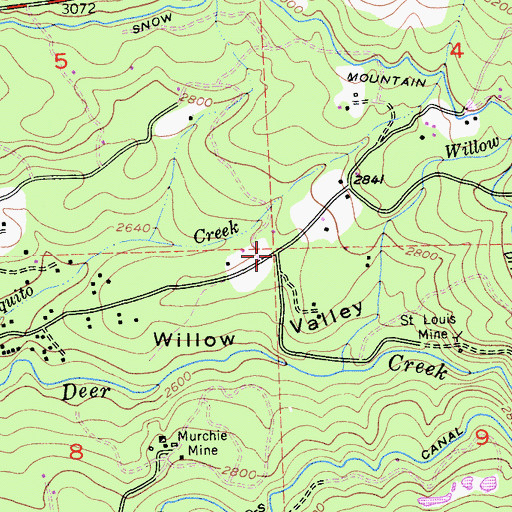 Topographic Map of Willow Valley, CA