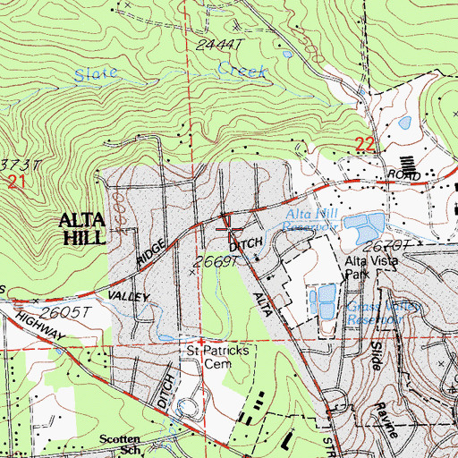 Topographic Map of Sunrise Heights, CA