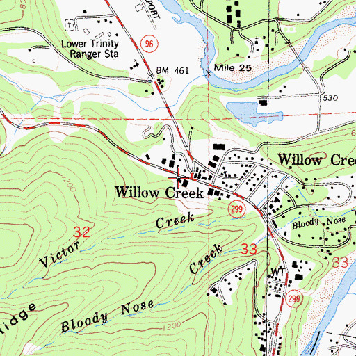 Topographic Map of Klamath-Trinity Branch Humboldt County Library, CA