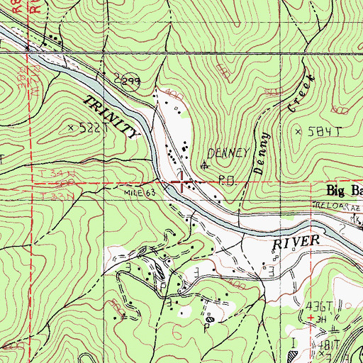 Topographic Map of Big Bar Post Office, CA