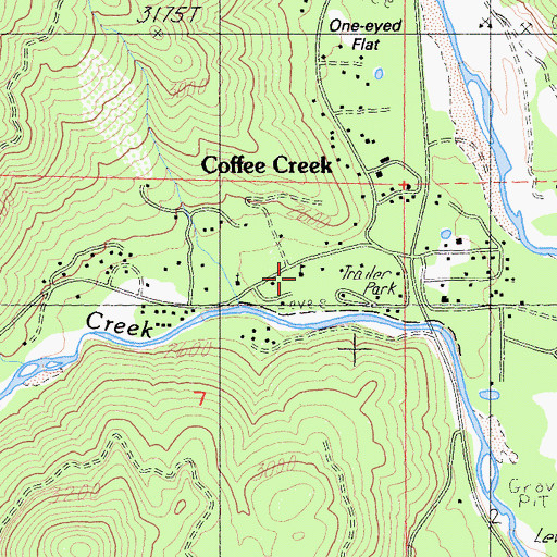 Topographic Map of Coffee Creek Elementary School, CA