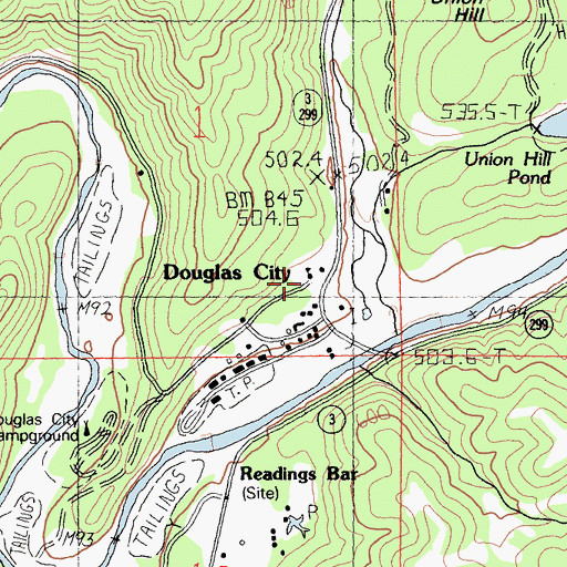Topographic Map of Douglas City Elementary School, CA