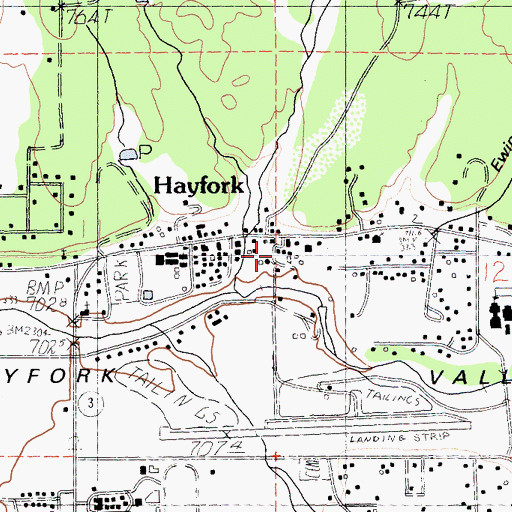 Topographic Map of Hayfork Branch Trinity County Library, CA