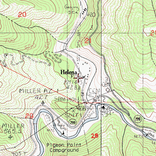 Topographic Map of Helena Historic District, CA
