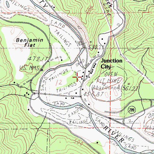 Topographic Map of Junction City Post Office, CA