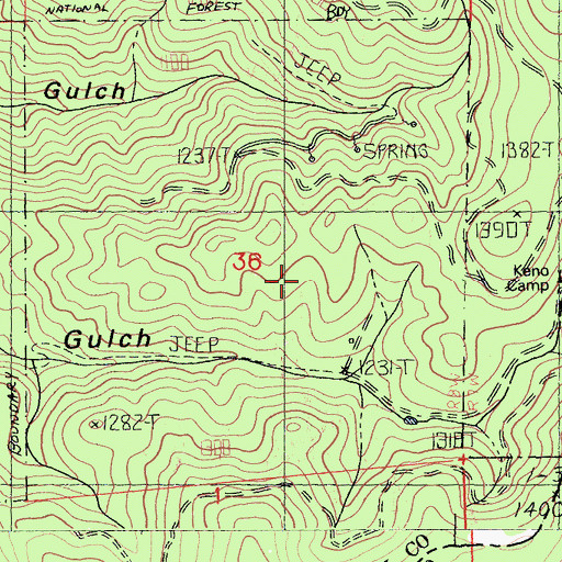 Topographic Map of Keno (historical), CA