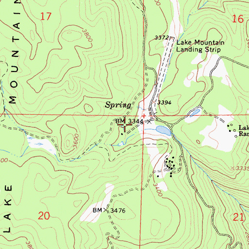 Topographic Map of Lake Mountain School (historical), CA