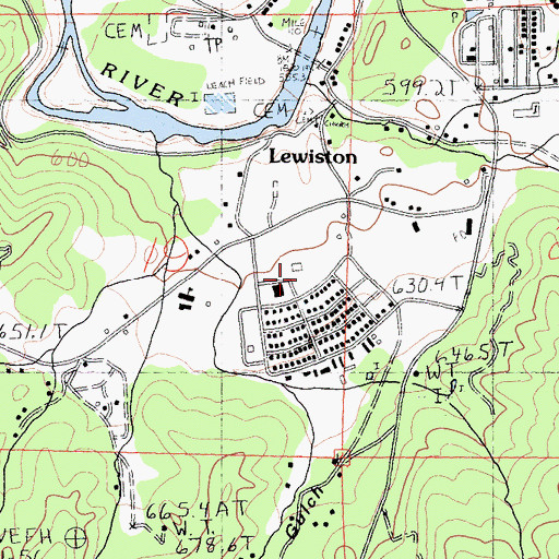 Topographic Map of Lewiston Community Park, CA