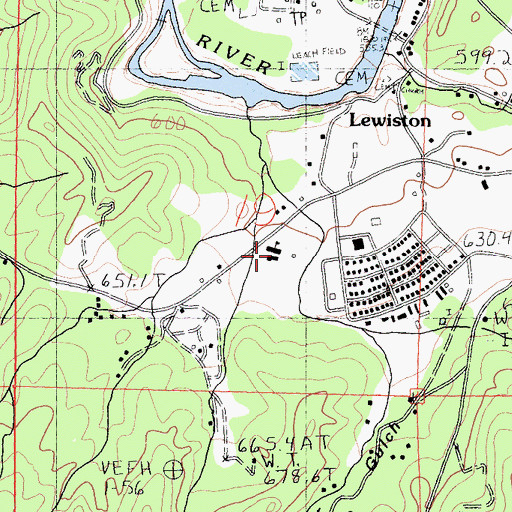 Topographic Map of Lewiston Elementary School, CA