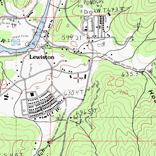 Topographic Map of Lewiston Post Office, CA