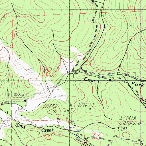Topographic Map of North Fork Hayfork Creek, CA