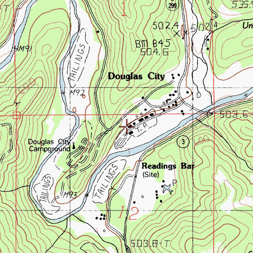 Topographic Map of River Meadows Campground, CA