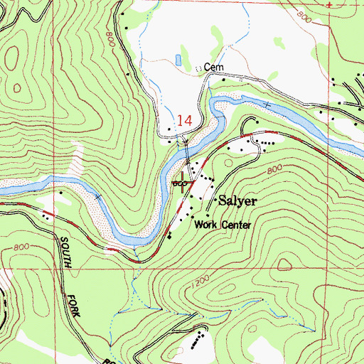 Topographic Map of Salyer Post Office, CA