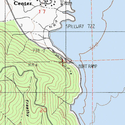 Topographic Map of Trinity Center Boat Ramp and Marina, CA