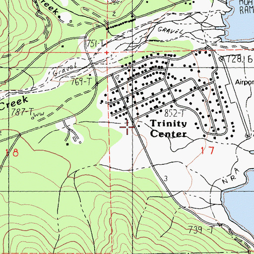 Topographic Map of Trinity Center Post Office, CA