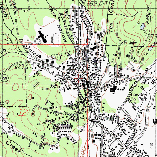 Topographic Map of Trinity County Courthouse, CA