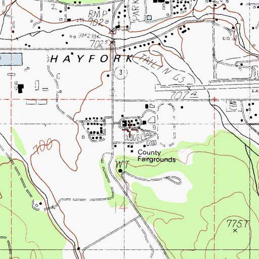 Topographic Map of Trinity County Fairgrounds, CA