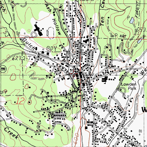 Topographic Map of Trinity County Library, CA