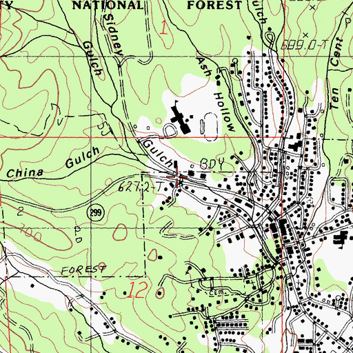 Topographic Map of Veterans Memorial Hall, CA