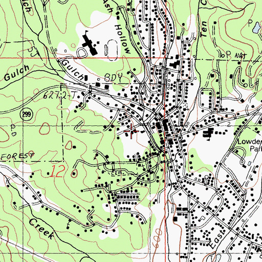 Topographic Map of Weaverville Post Office, CA