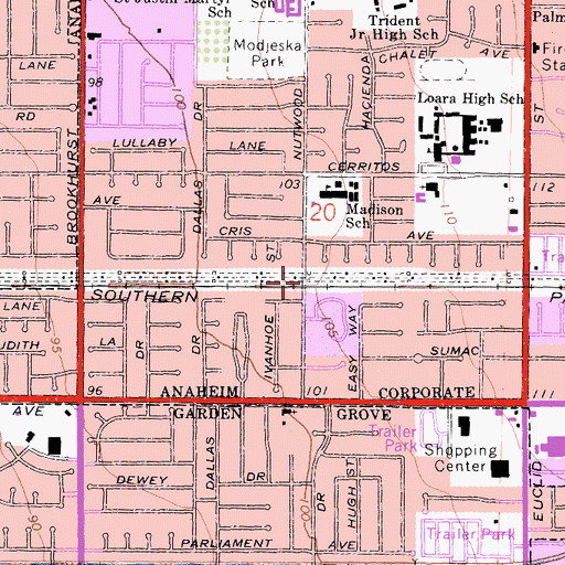 Topographic Map of Nutwood, CA