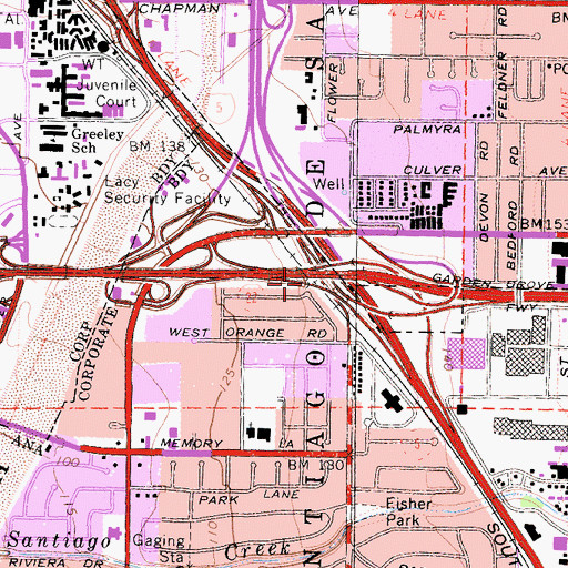 Topographic Map of Orange Station (historical), CA
