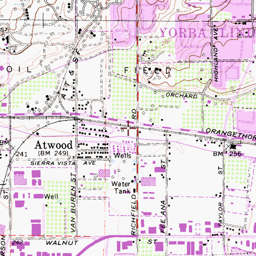 Topographic Map of Richfields, CA